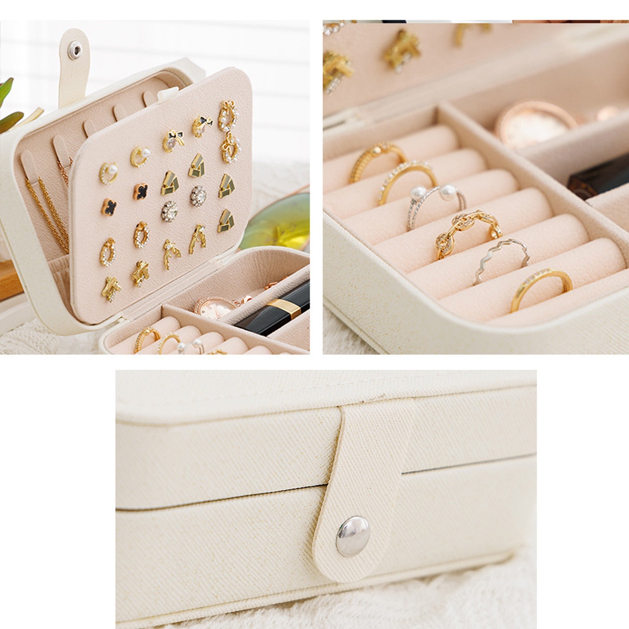 Portable Travel Jewelry Box Small PU Leather Organizer Case