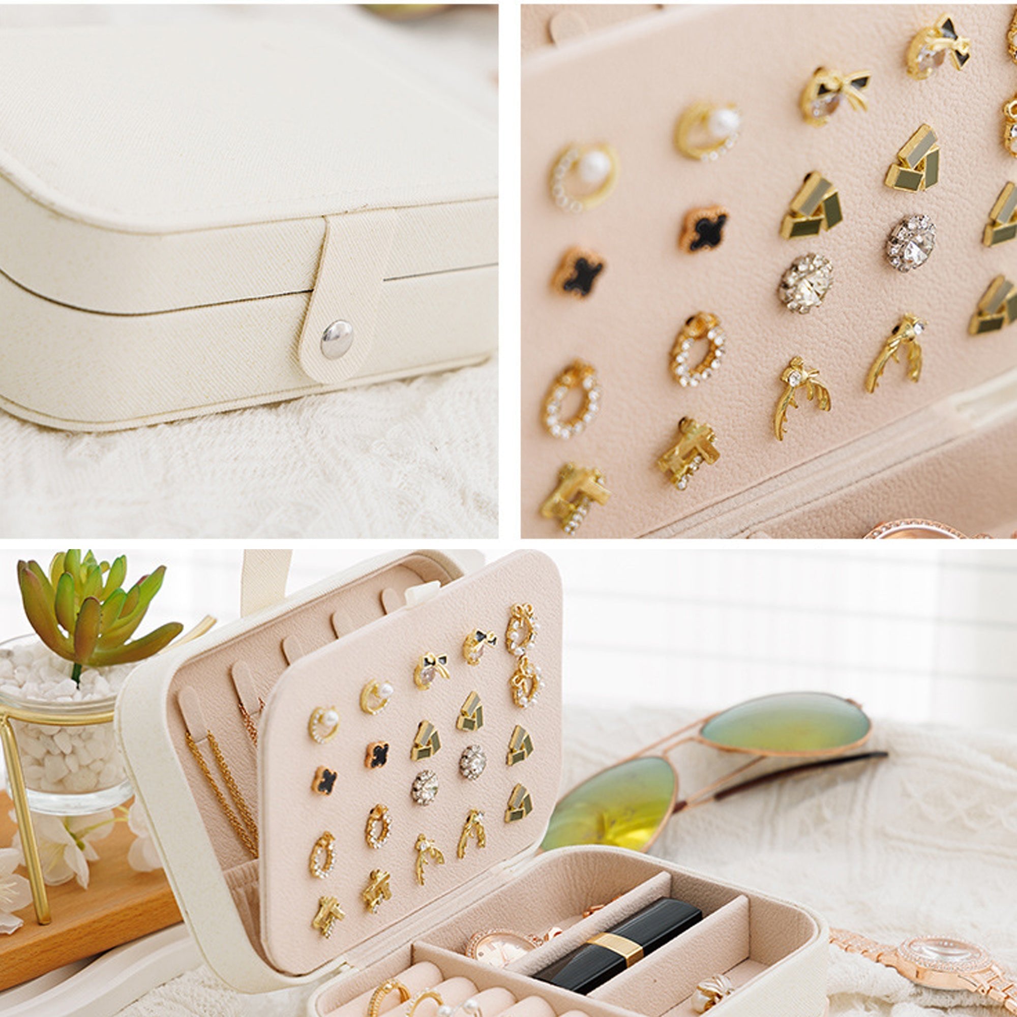 Portable Travel Jewelry Box Small PU Leather Organizer Case