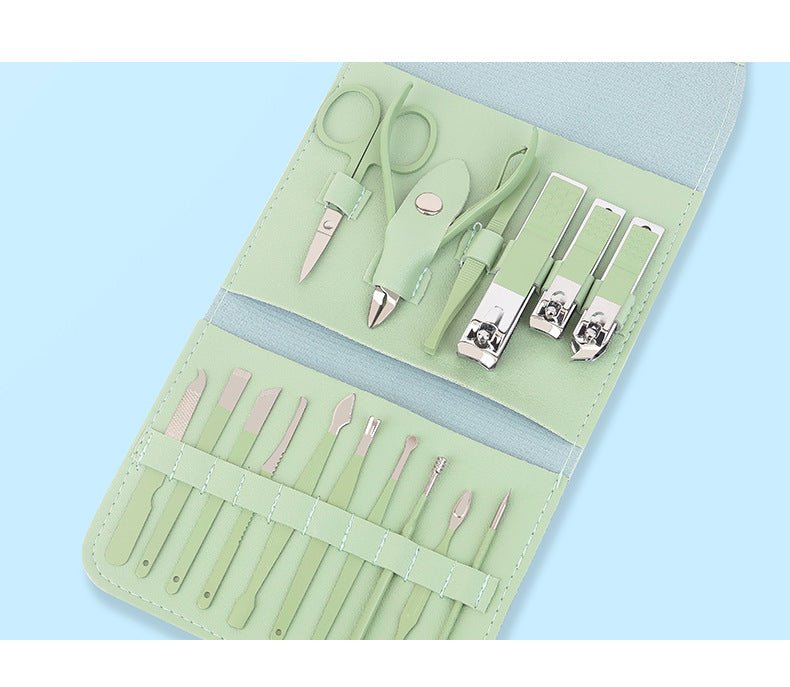 16 Piece Manicure Pedicure Set Carbon Steel Travel Grooming Kit