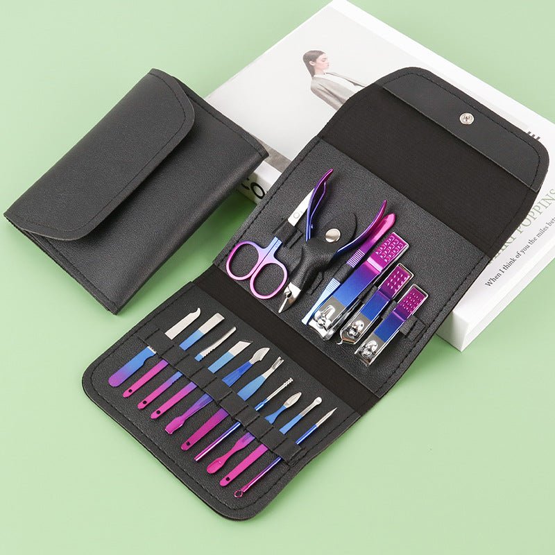 16 Piece Manicure Pedicure Set Carbon Steel Travel Grooming Kit