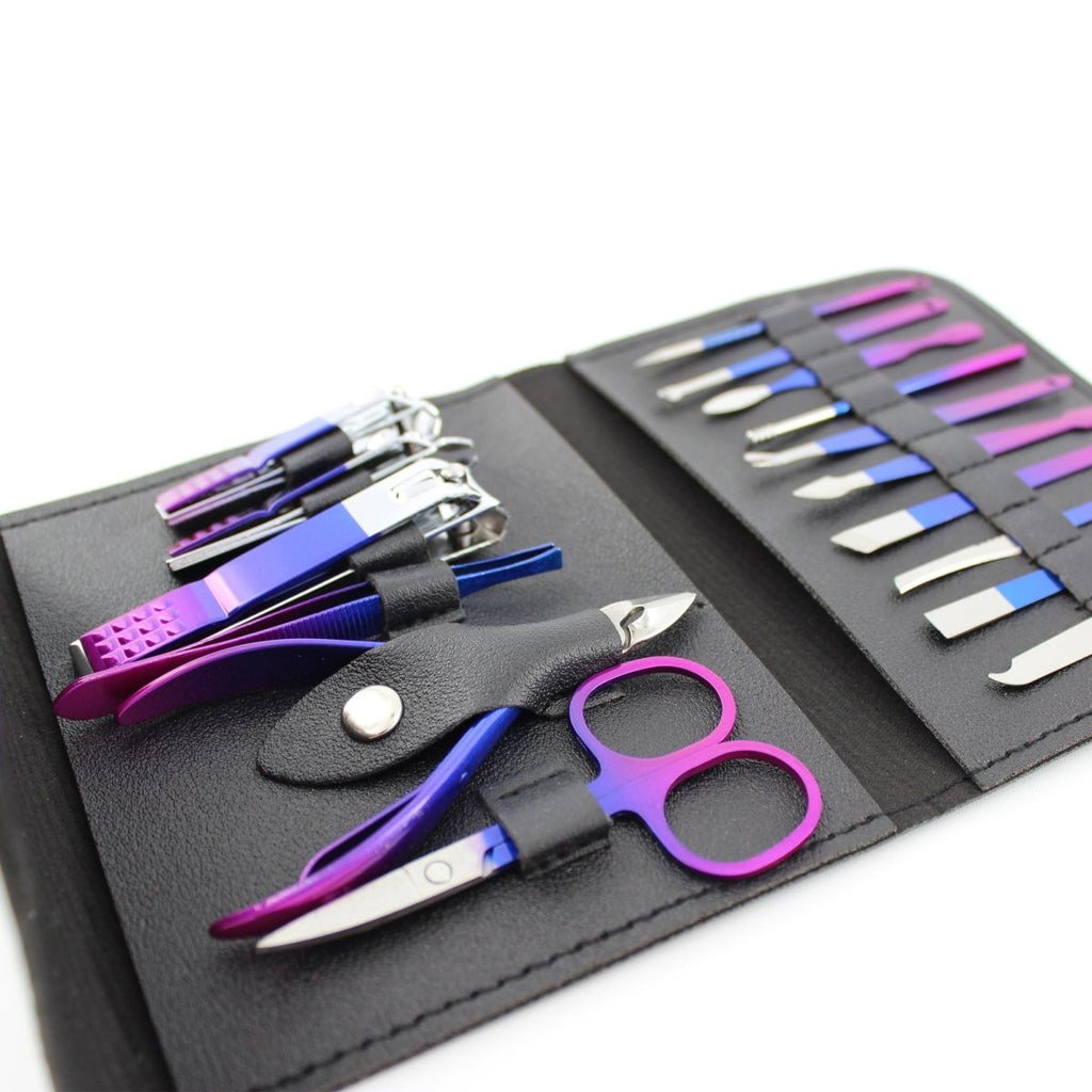 16 Piece Manicure Pedicure Set Carbon Steel Travel Grooming Kit