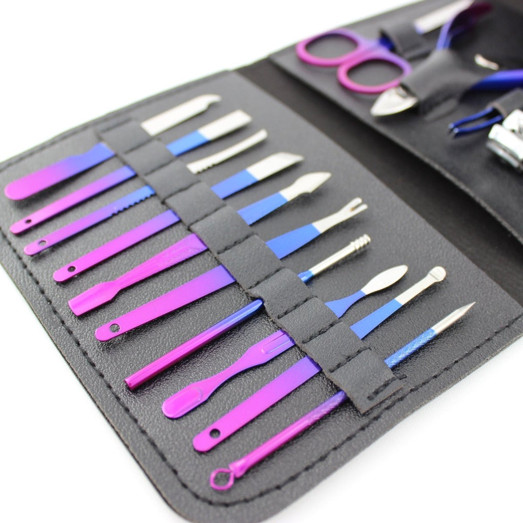 16 Piece Manicure Pedicure Set Carbon Steel Travel Grooming Kit