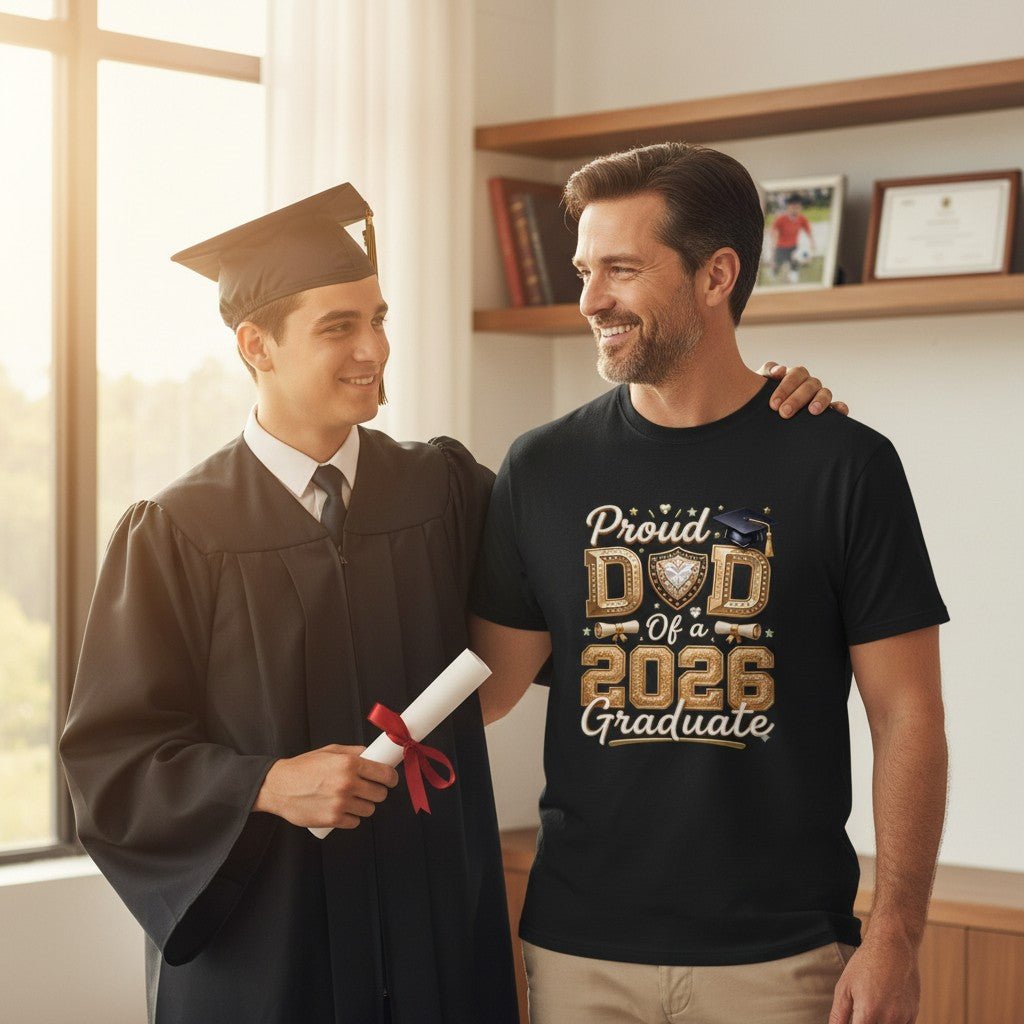 Proud Dad Of A 2026 Graduate Graphic T-Shirt Cotton Men's Casual Commemorative Wear