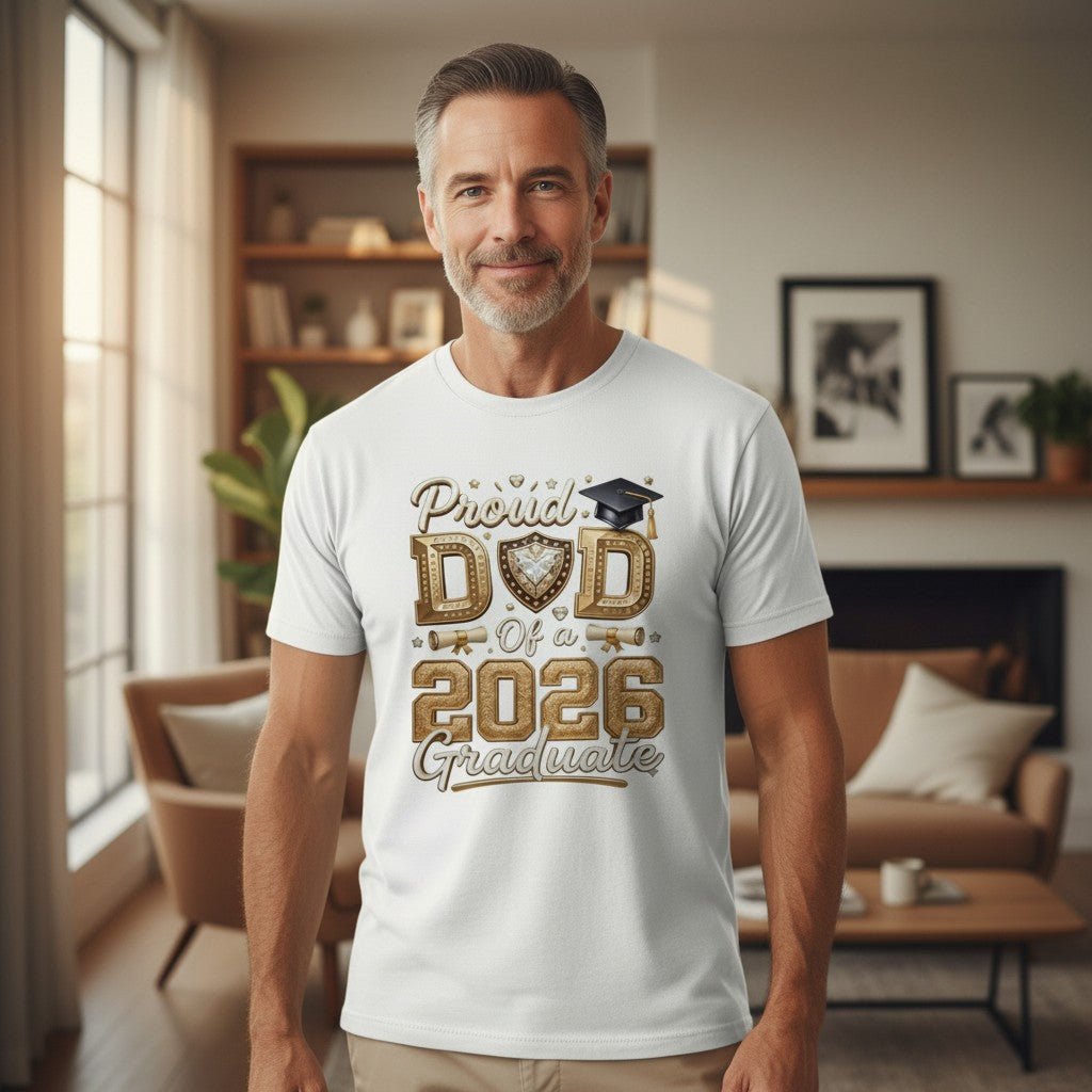 Proud Dad Of A 2026 Graduate Graphic T-Shirt Cotton Men's Casual Commemorative Wear