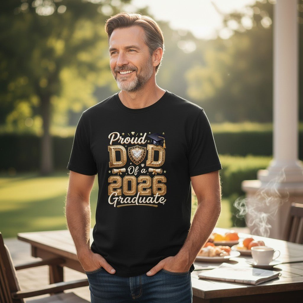 Proud Dad Of A 2026 Graduate Graphic T-Shirt Cotton Men's Casual Commemorative Wear