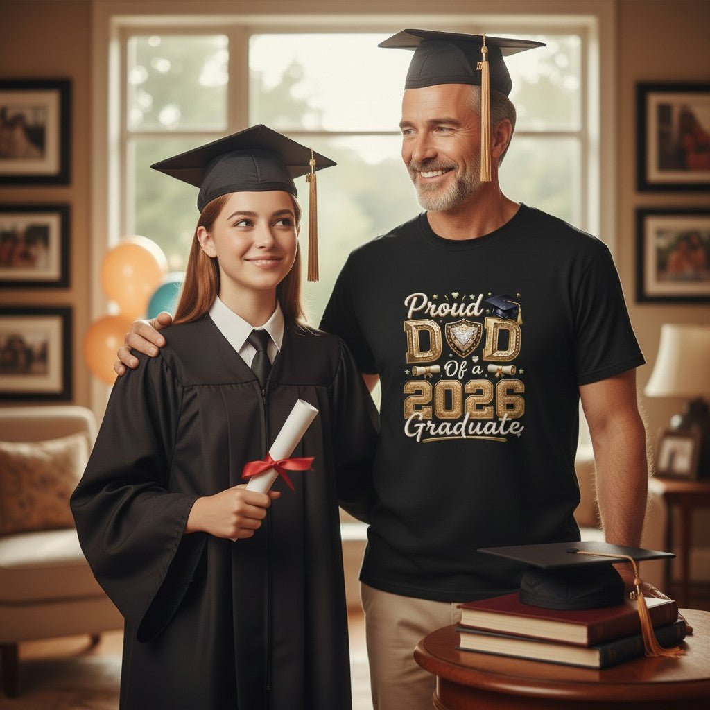 Proud Dad Of A 2026 Graduate Graphic T-Shirt Cotton Men's Casual Commemorative Wear
