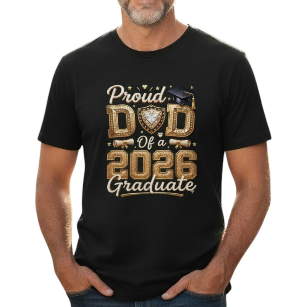 Proud Dad Of A 2026 Graduate Graphic T-Shirt Cotton Men's Casual Commemorative Wear