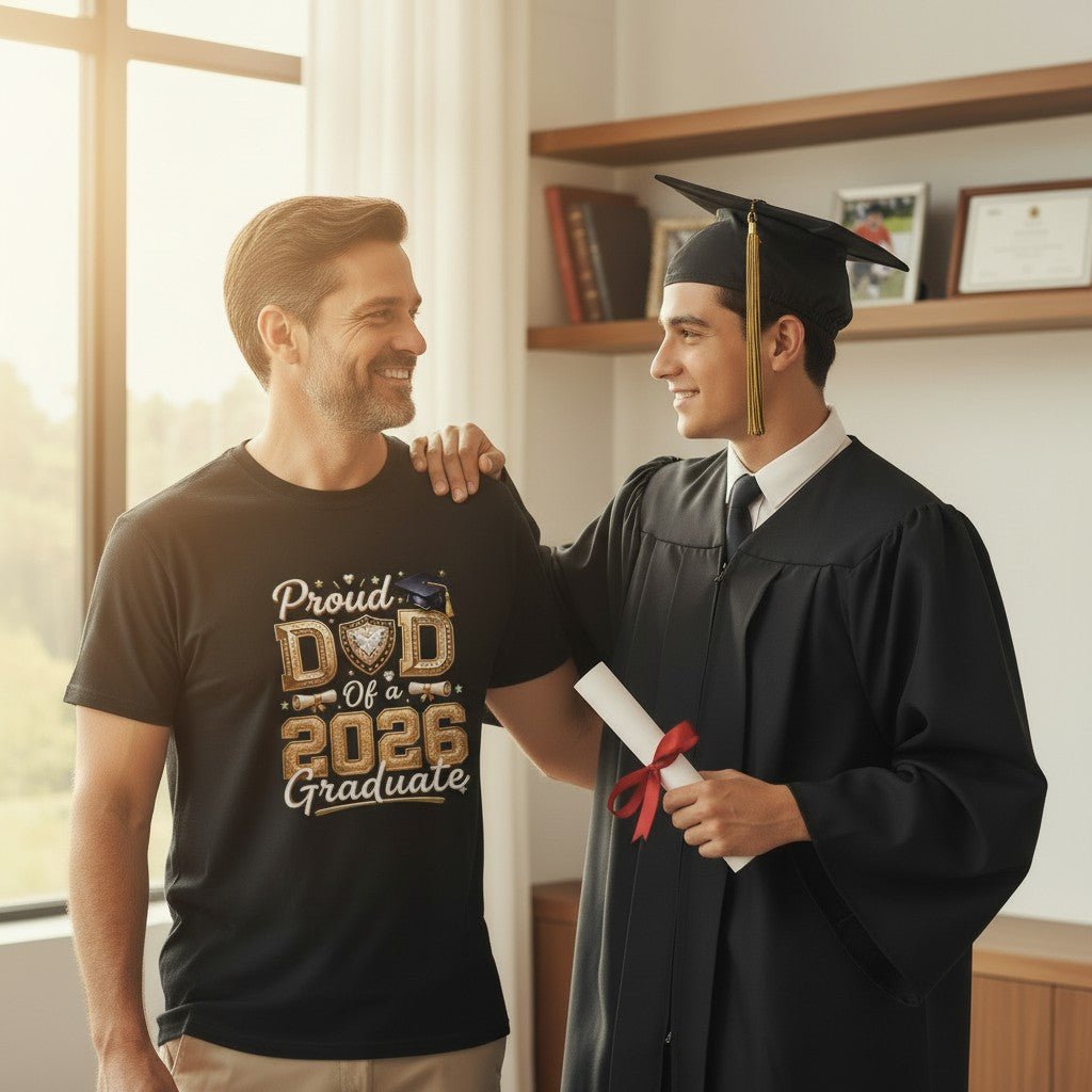 Proud Dad Of A 2026 Graduate Graphic T-Shirt Cotton Men's Casual Commemorative Wear