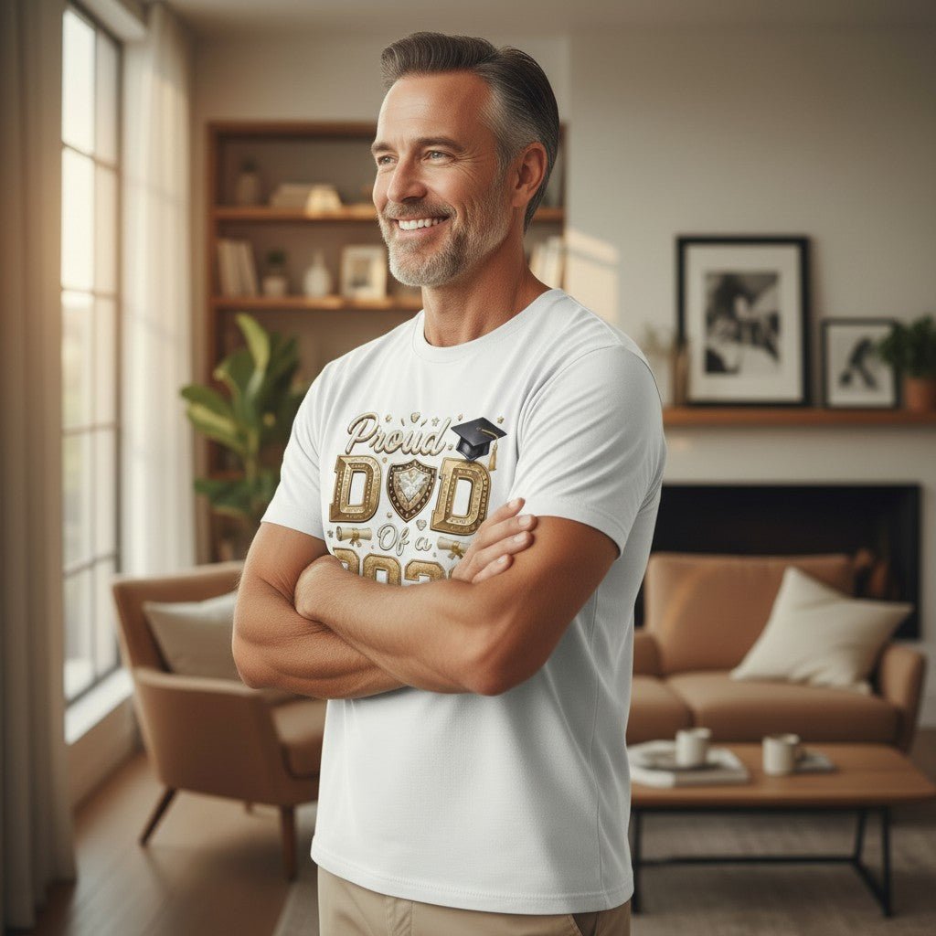Proud Dad Of A 2026 Graduate Graphic T-Shirt Cotton Men's Casual Commemorative Wear