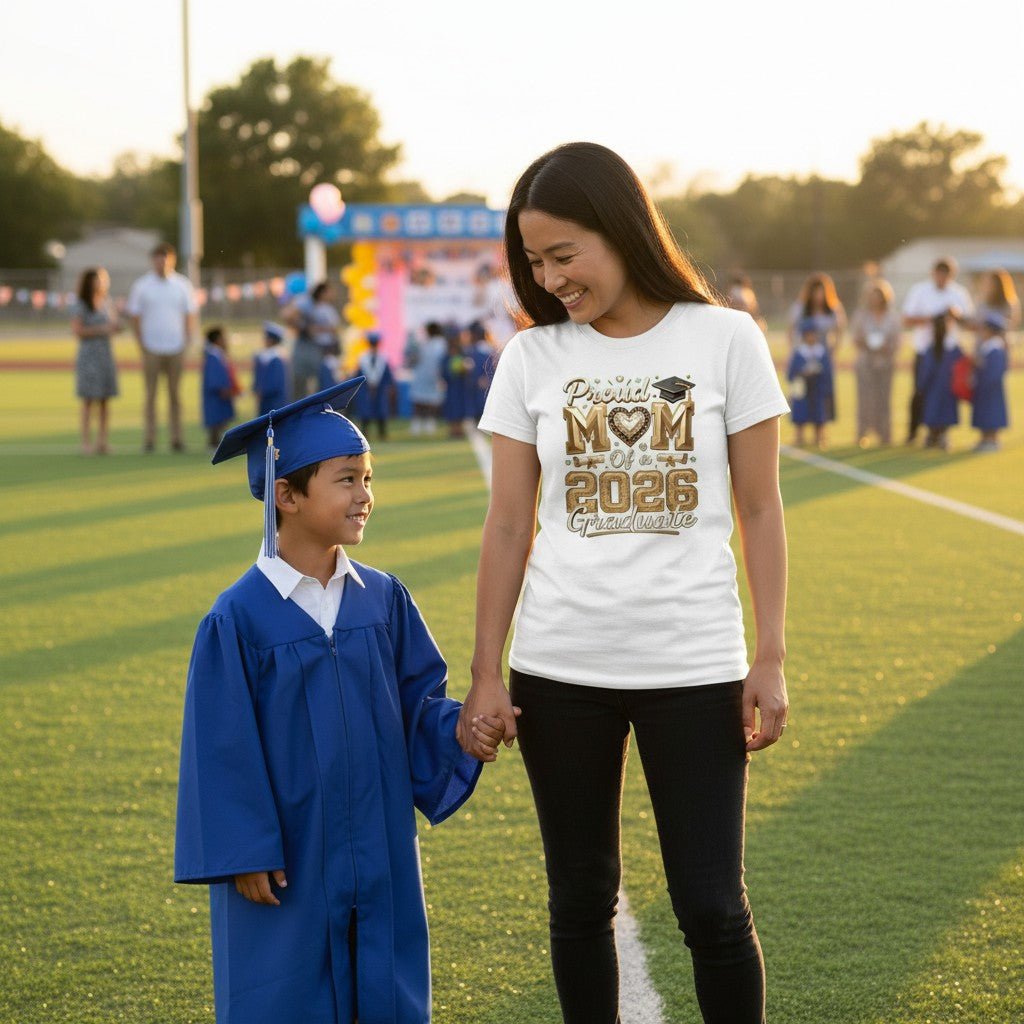Proud Mom 2026 Graduate T-Shirt 100% Cotton Casual Top