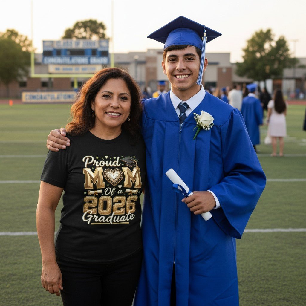 Proud Mom 2026 Graduate T-Shirt 100% Cotton Casual Top