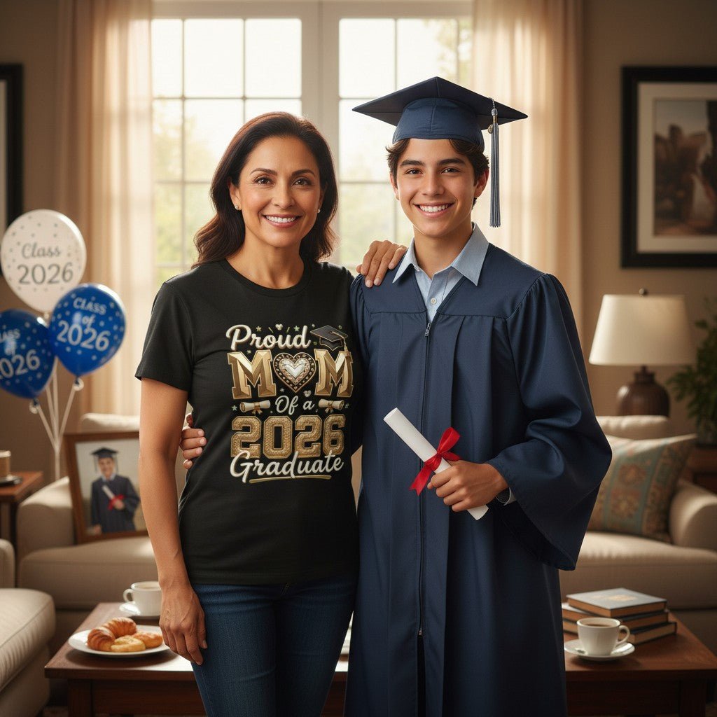 Proud Mom 2026 Graduate T-Shirt 100% Cotton Casual Top