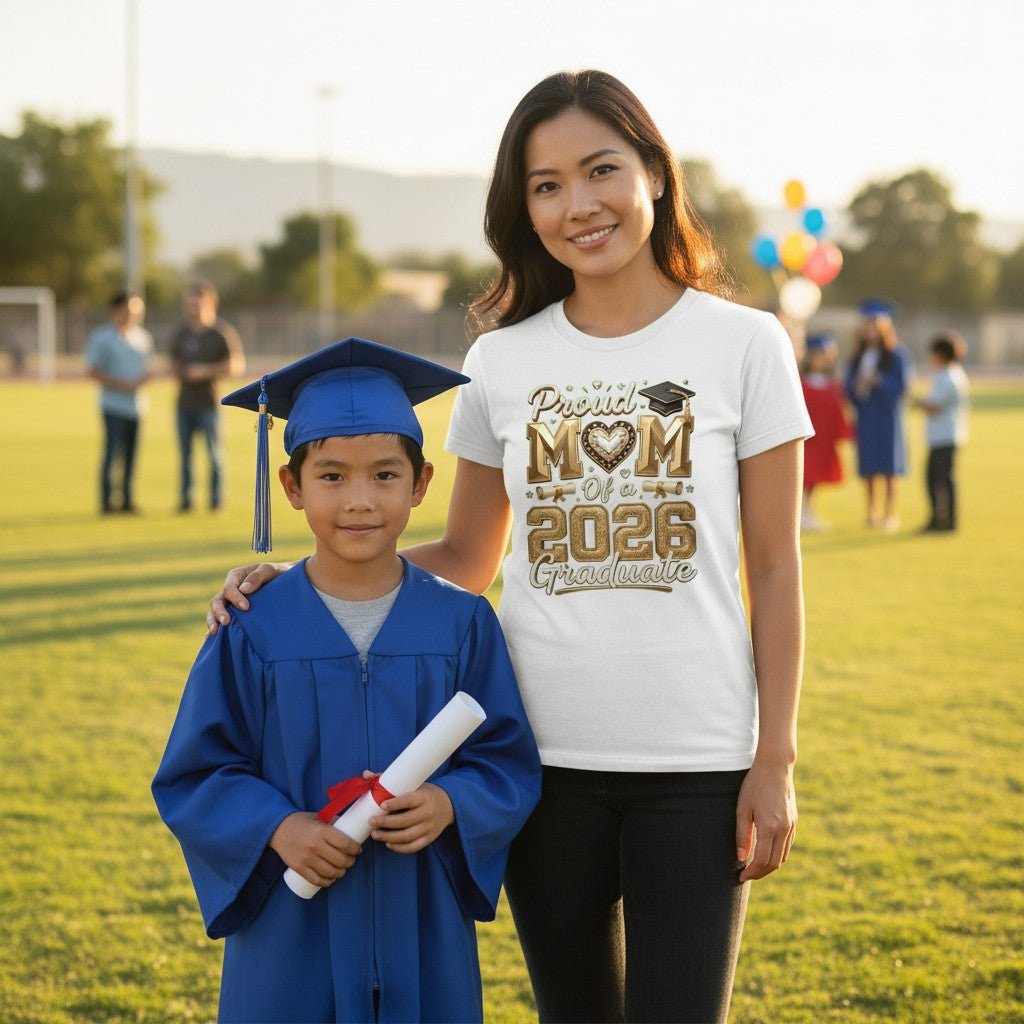 Proud Mom 2026 Graduate T-Shirt 100% Cotton Casual Top