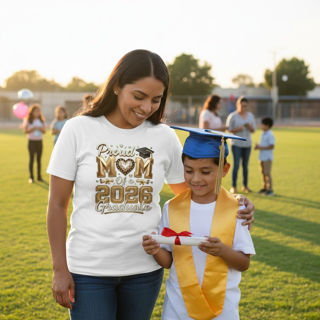 Proud Mom 2026 Graduate T-Shirt 100% Cotton Casual Top