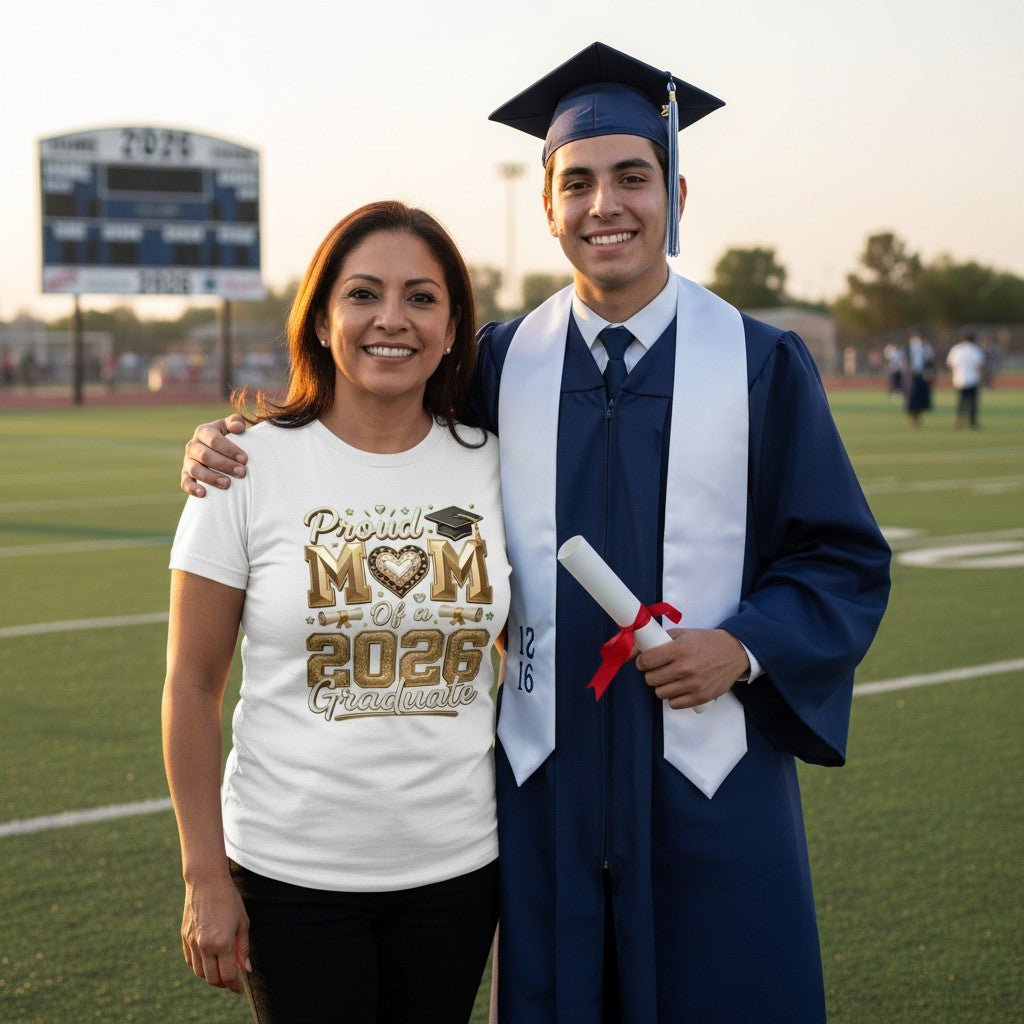 Proud Mom 2026 Graduate T-Shirt 100% Cotton Casual Top