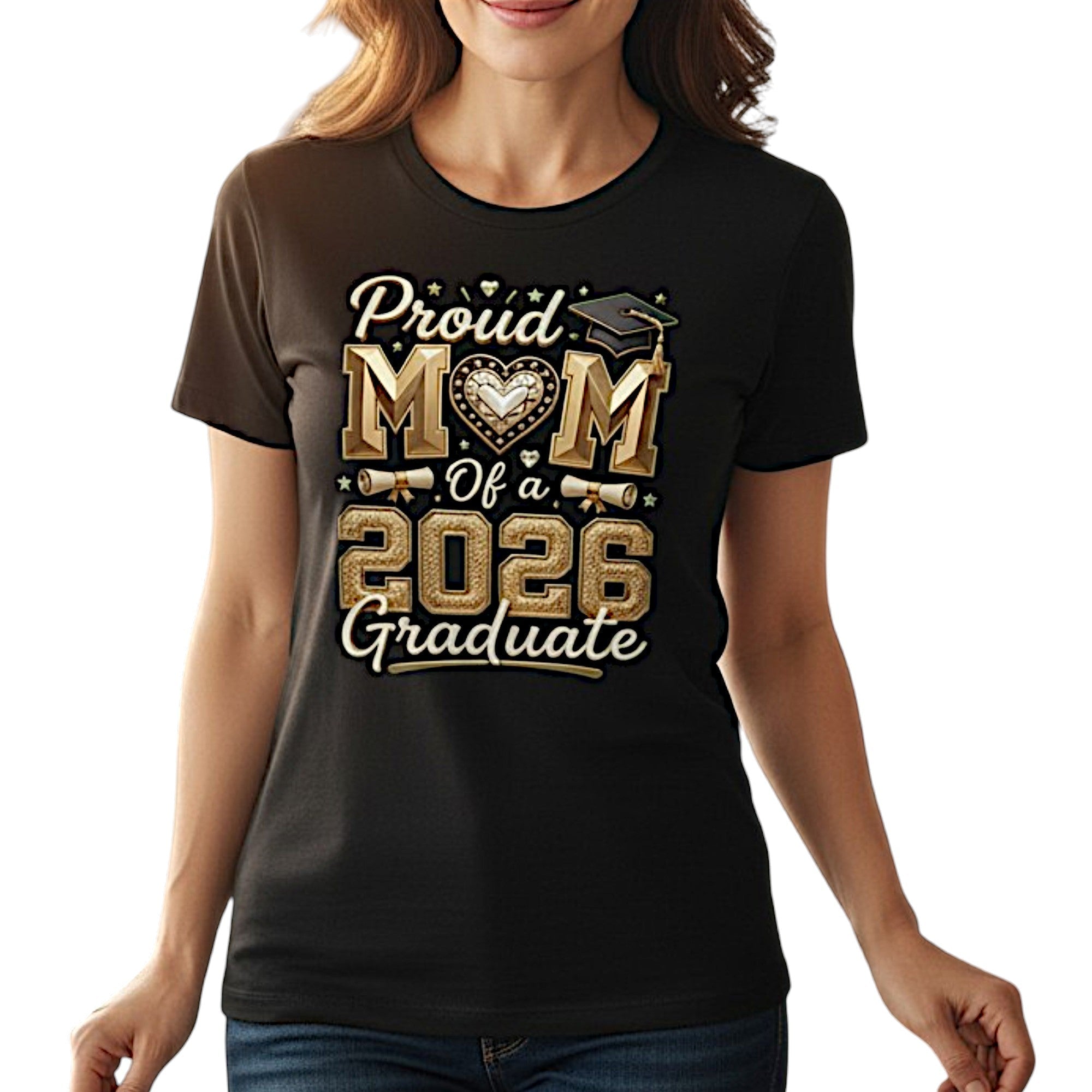 Proud Mom 2026 Graduate T-Shirt 100% Cotton Casual Top