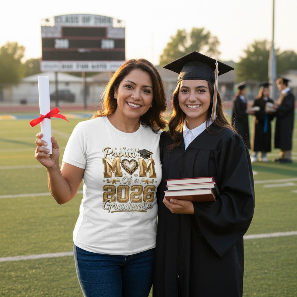 Proud Mom 2026 Graduate T-Shirt 100% Cotton Casual Top