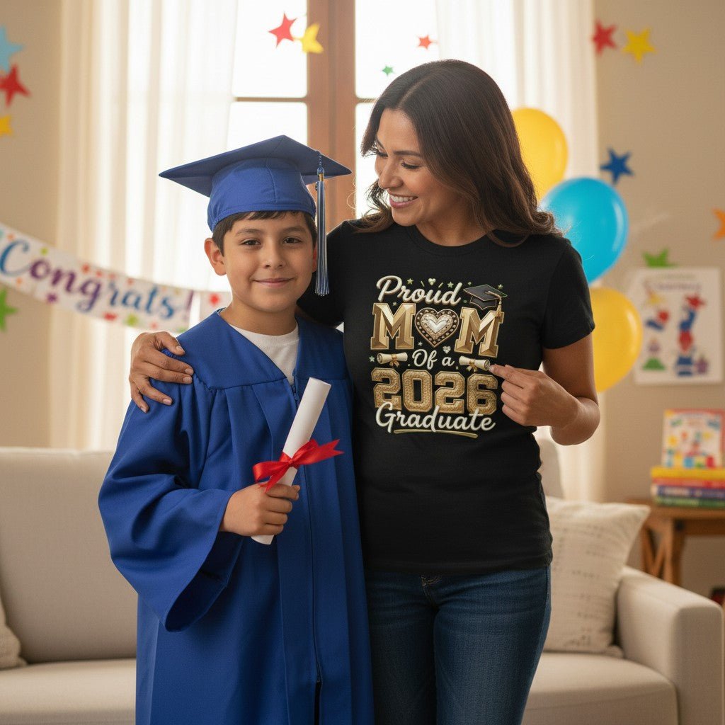 Proud Mom 2026 Graduate T-Shirt 100% Cotton Casual Top