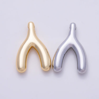 Stainless Steel PVD Gold 18mm Minimalist Lucky Wishbone Pendant in Gold & Silver | Charms-01582 Charms-01583