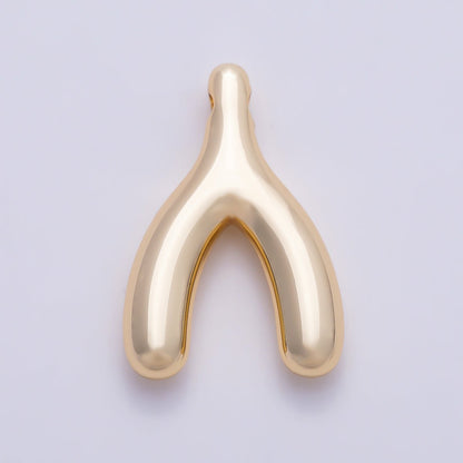 Stainless Steel PVD Gold 18mm Minimalist Lucky Wishbone Pendant in Gold & Silver | Charms-01582 Charms-01583