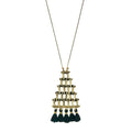 Pyramid Necklace Long Pendant With Cotton Tassel Zinc Alloy Boho Layered Chain