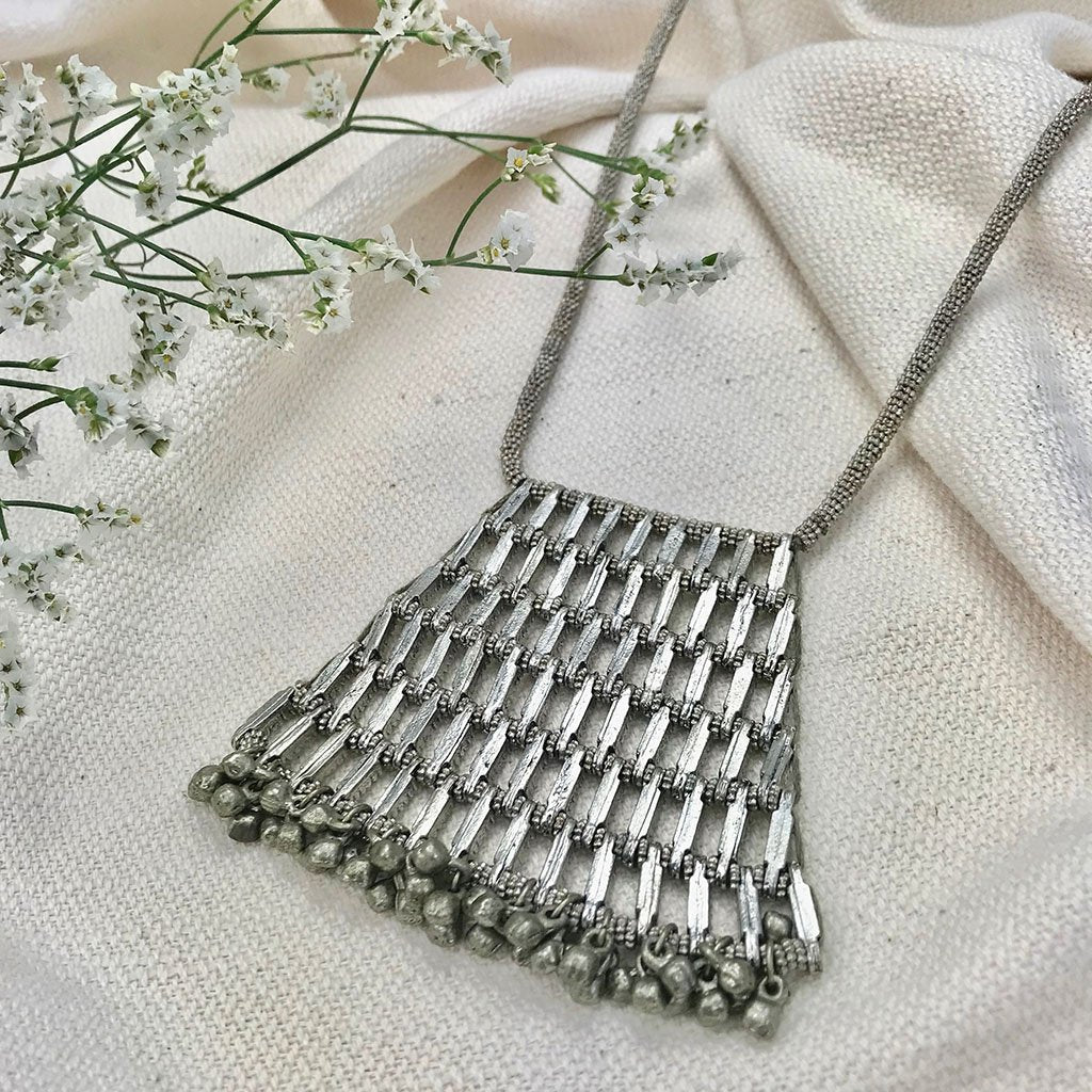 Pyramid Pendant Necklace Long Layering Geometric Zinc Alloy Cotton Thread