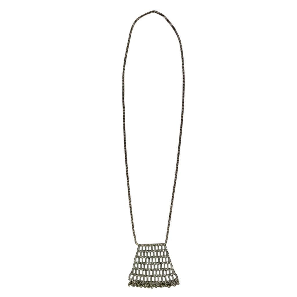 Pyramid Pendant Necklace Long Layering Geometric Zinc Alloy Cotton Thread