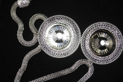 Queen Medallion Necklace Silver Statement Pendant Layered