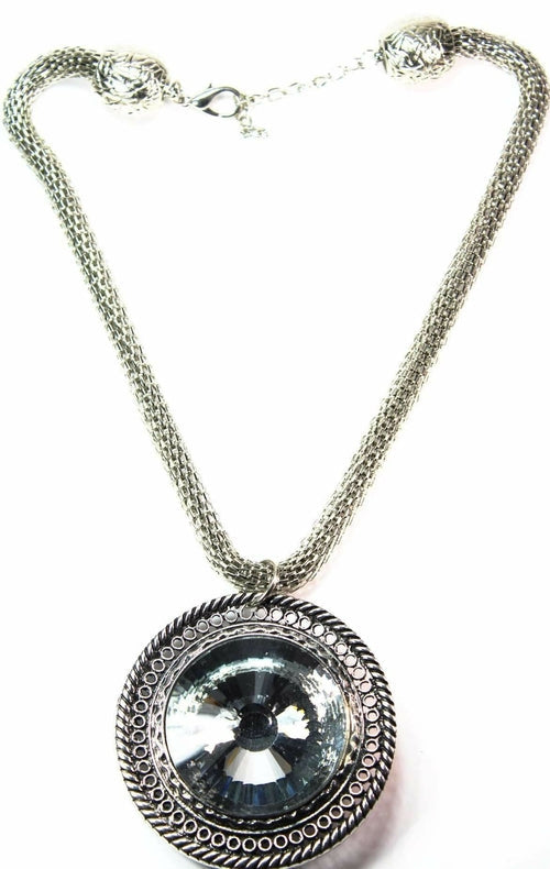 Queen Medallion Necklace Silver Statement Pendant Layered