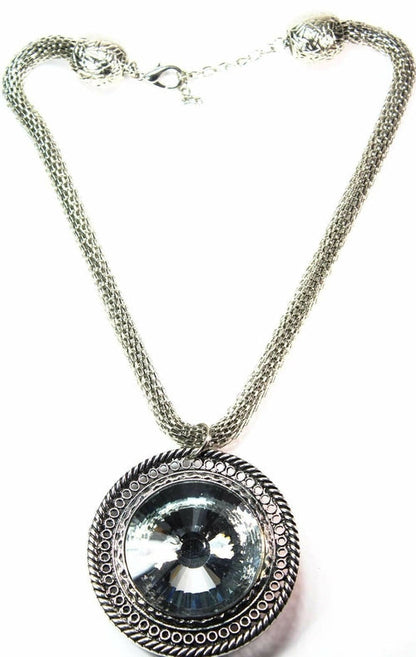 Queen Medallion Necklace Silver Statement Pendant Layered