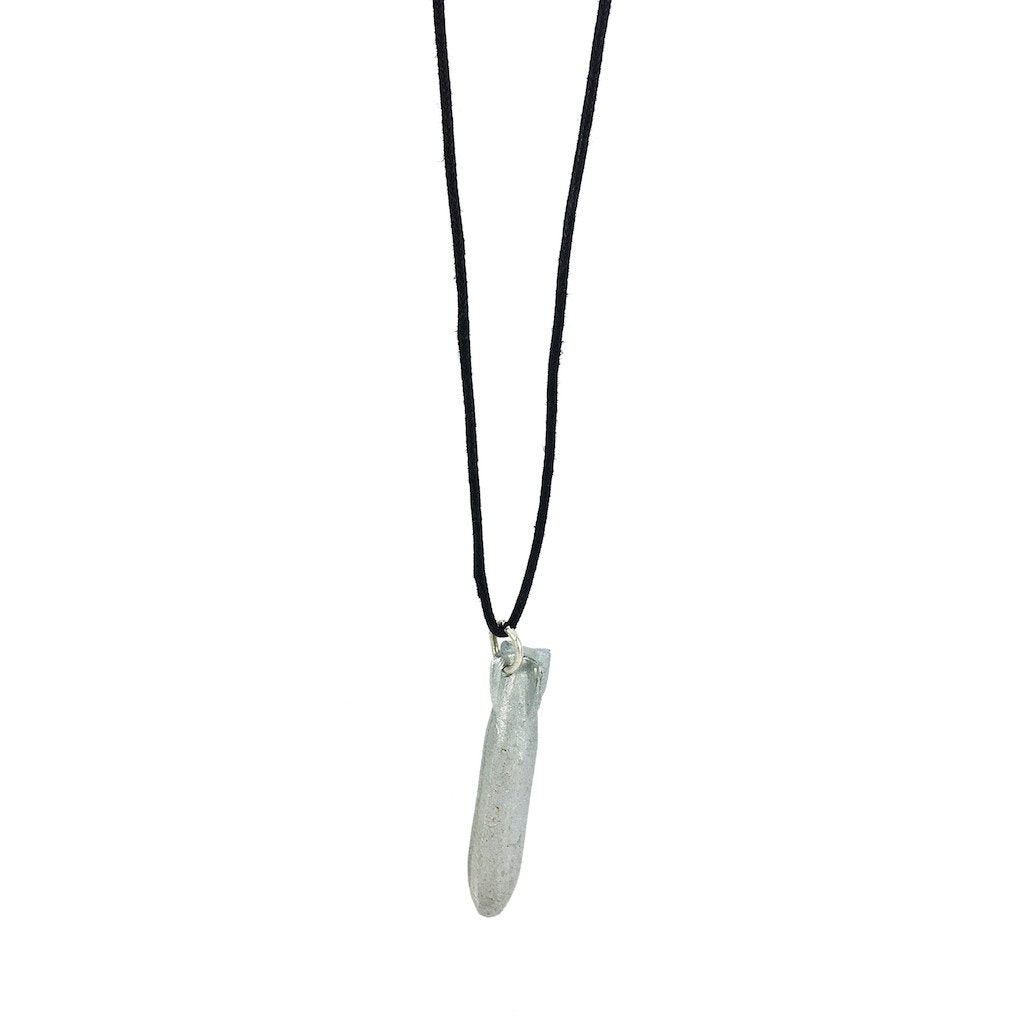 Recycled Bomb Pendant Necklace Upcycled Aluminum Peace Jewelry 1.9 In