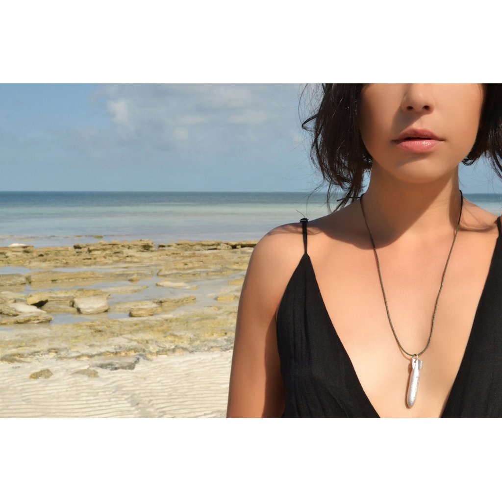Recycled Bomb Pendant Necklace Upcycled Aluminum Peace Jewelry 1.9 In
