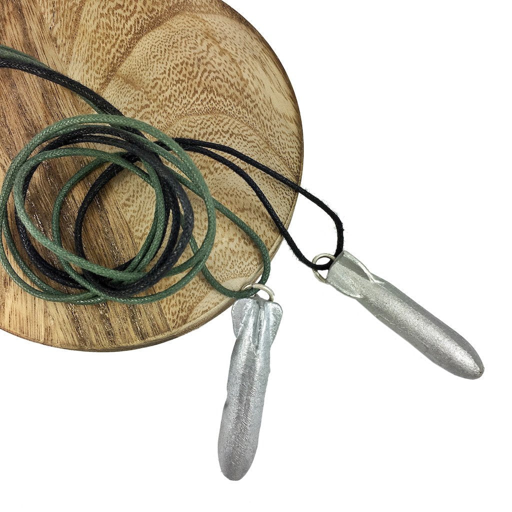 Recycled Bomb Pendant Necklace Upcycled Aluminum Peace Jewelry 1.9 In