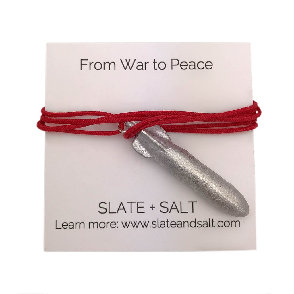 Recycled Bomb Pendant Necklace Upcycled Aluminum Peace Jewelry 1.9 In