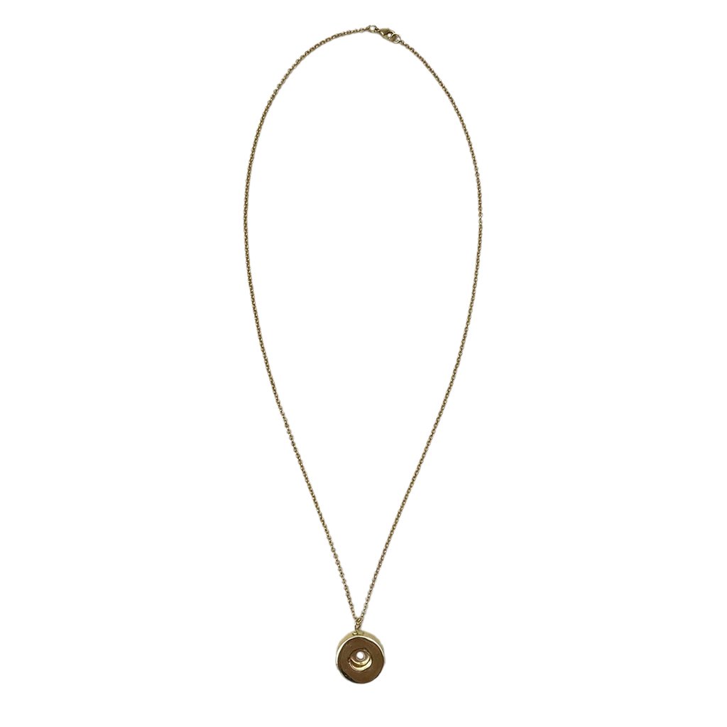 Shell Casing Pendant Necklace Recycled Brass Bullet Shell Gold Plated 12in Chain