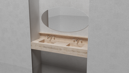Travertine Double Sink - Handcrafted Custom Artisanal Stone Resort Luxury Bath