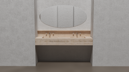Travertine Double Sink - Handcrafted Custom Artisanal Stone Resort Luxury Bath