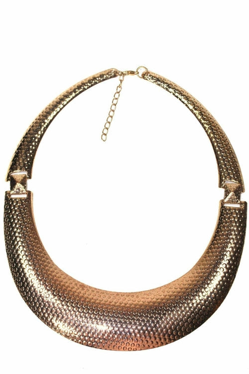 Rose Tone Dotted Statement Necklace Bold Adjustable Collar