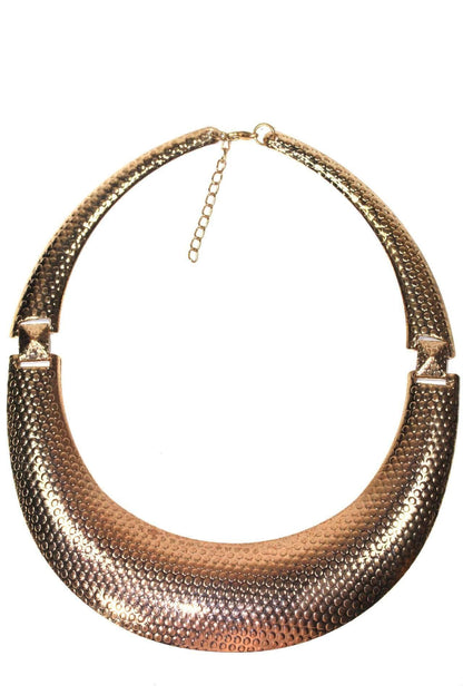 Rose Tone Dotted Statement Necklace Bold Adjustable Collar