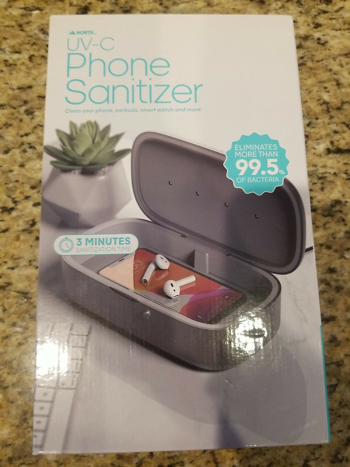 North UV Light Cell Phone Headset Sanitizer Box with Wireless Charger