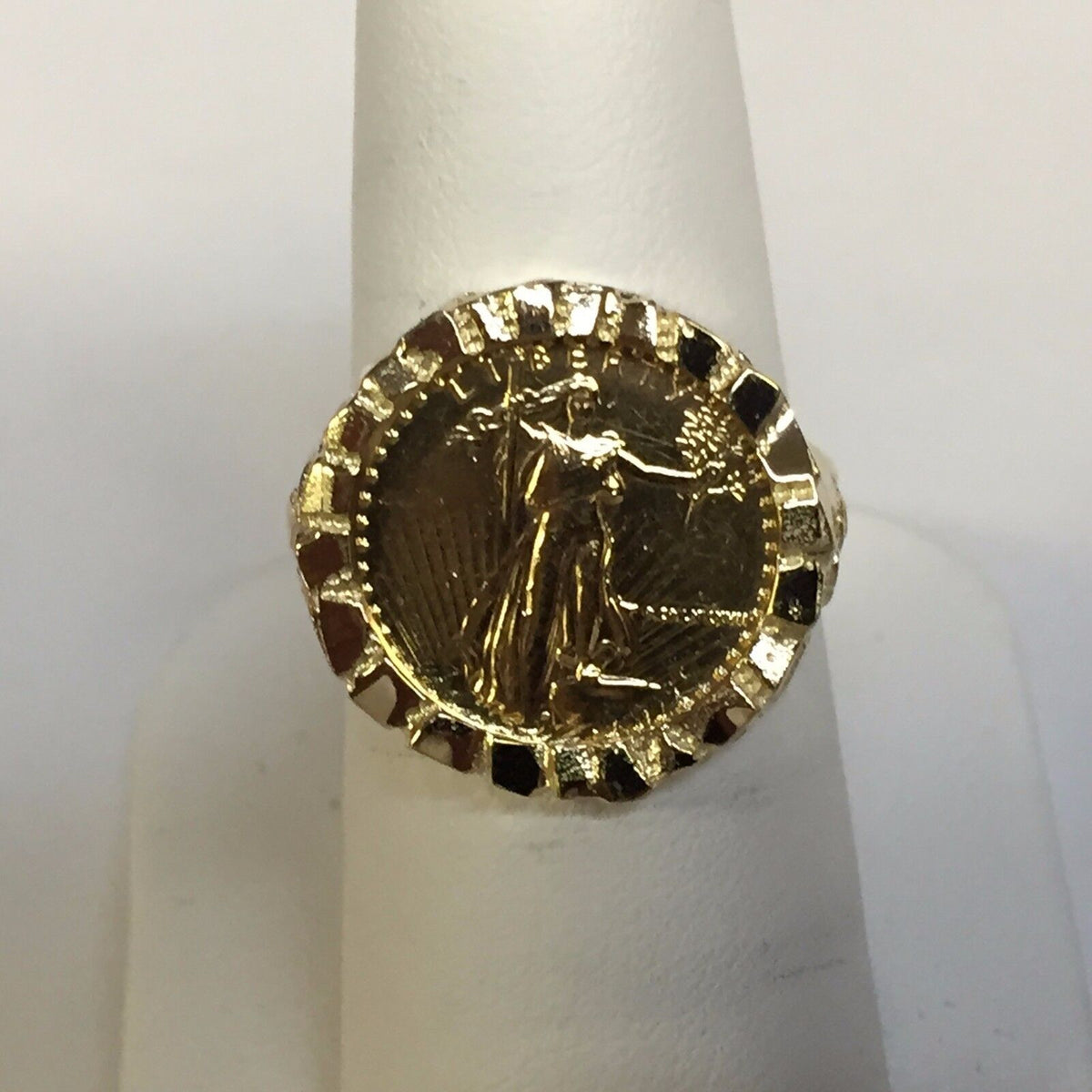 Nugget Solid White/Yellow/Rose Gold Handmade Coin Ring , 1/10oz Coin ,