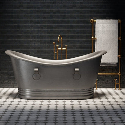Satin Copper Handcrafted Artisanal Premium Contemporary Freestanding Soaking Bathtub