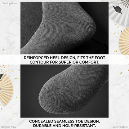 Seamless Toe Dress Socks, 5 Pairs Cotton Blend Unisex Size 7-12