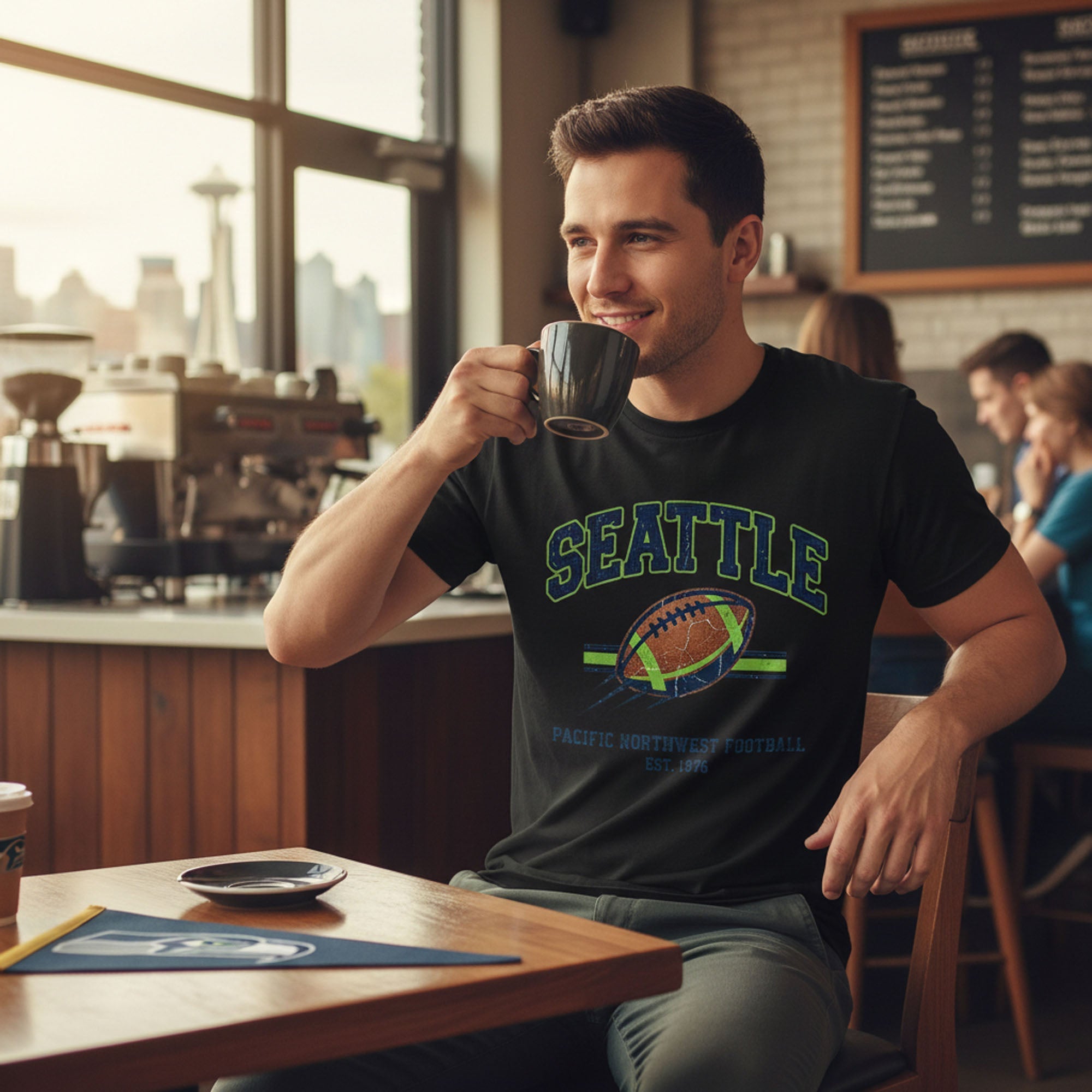 Seattle Football T-Shirt Pacific Northwest Est 1976 Retro Tee