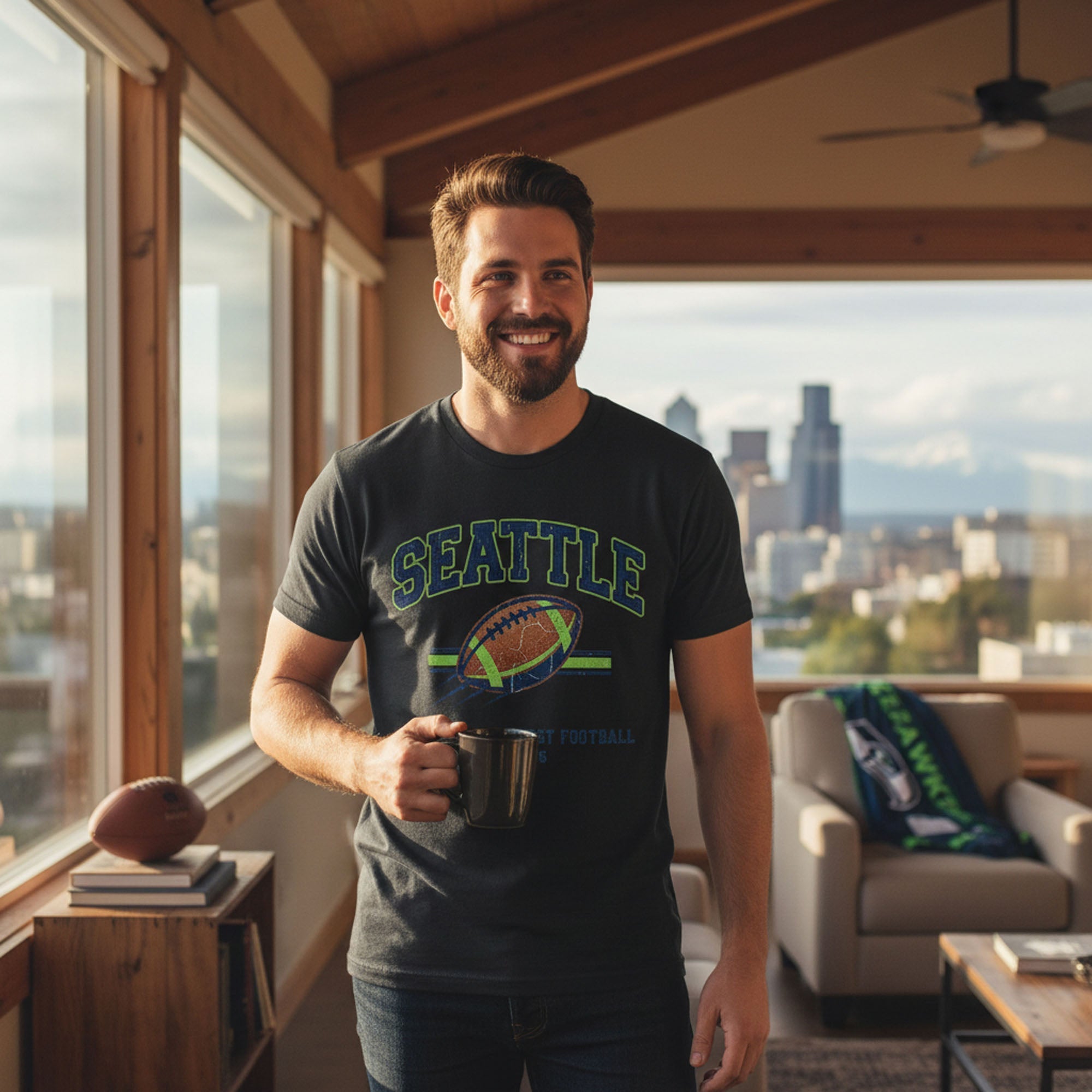 Seattle Football T-Shirt Pacific Northwest Est 1976 Retro Tee
