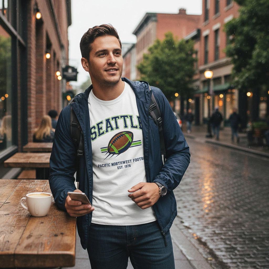 Seattle Football T-Shirt Pacific Northwest Est 1976 Retro Tee