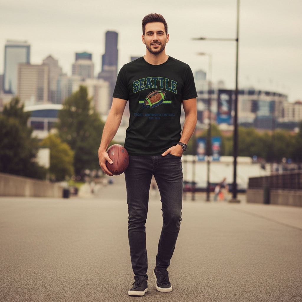 Seattle Football T-Shirt Pacific Northwest Est 1976 Retro Tee