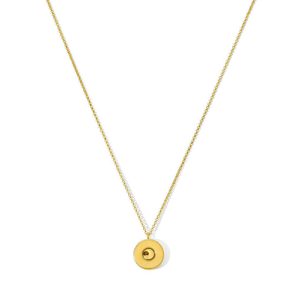 Shell Casing Pendant Necklace Recycled Brass Bullet Shell Gold Plated 12in Chain