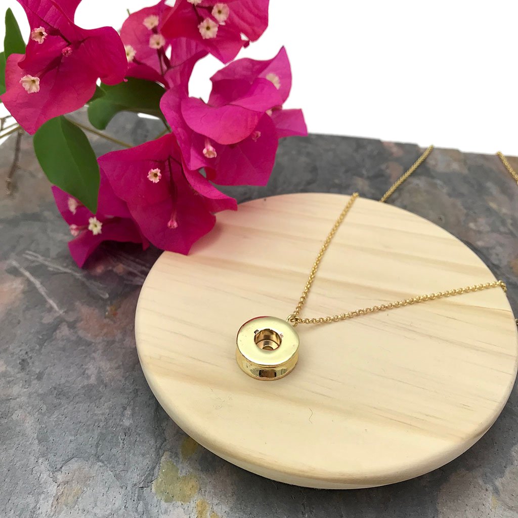 Shell Casing Pendant Necklace Recycled Brass Bullet Shell Gold Plated 12in Chain