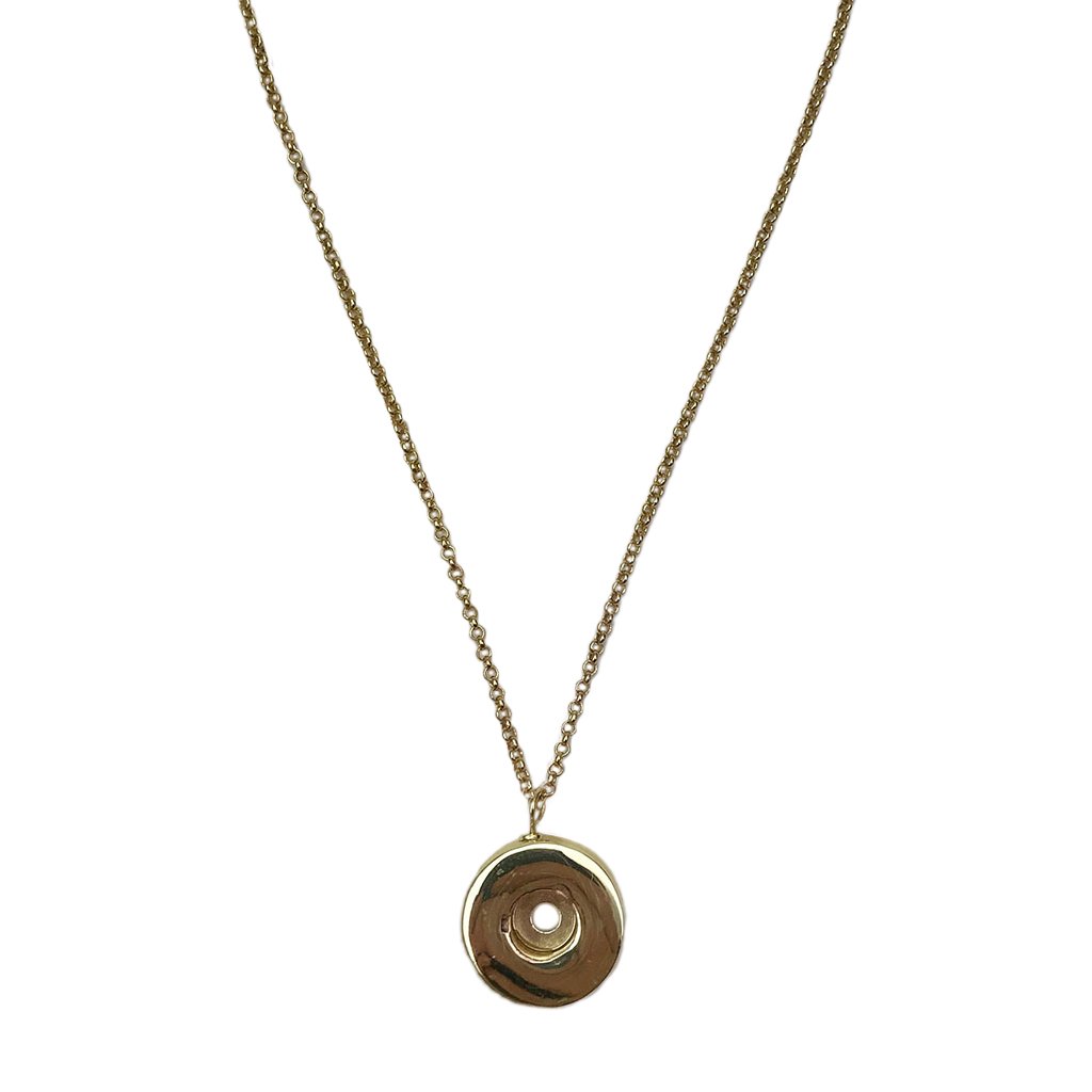 Shell Casing Pendant Necklace Recycled Brass Bullet Shell Gold Plated 12in Chain